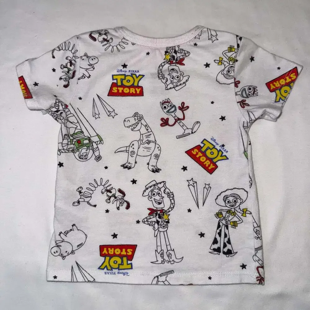 Disney Baby Toy Story Woody and Buzz Lightyear Shortall and T-Shirt Outfit 3-6M